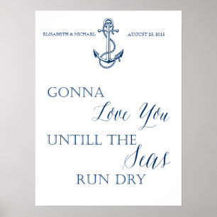 Love Wedding or Anniversary sign, nautical style Poster