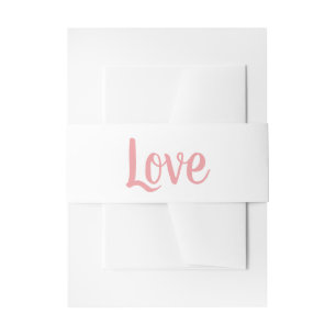 Love Wedding Pink And White Minimalist Party Invitation Belly Band