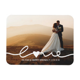 Love Wedding Script   Wedding Photo Magnet Gift