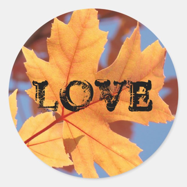 LOVE Wedding seals envelopes Autumn Leaves (Front)