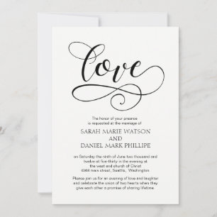 Love Wedding Typography Elegant Script  Invitation