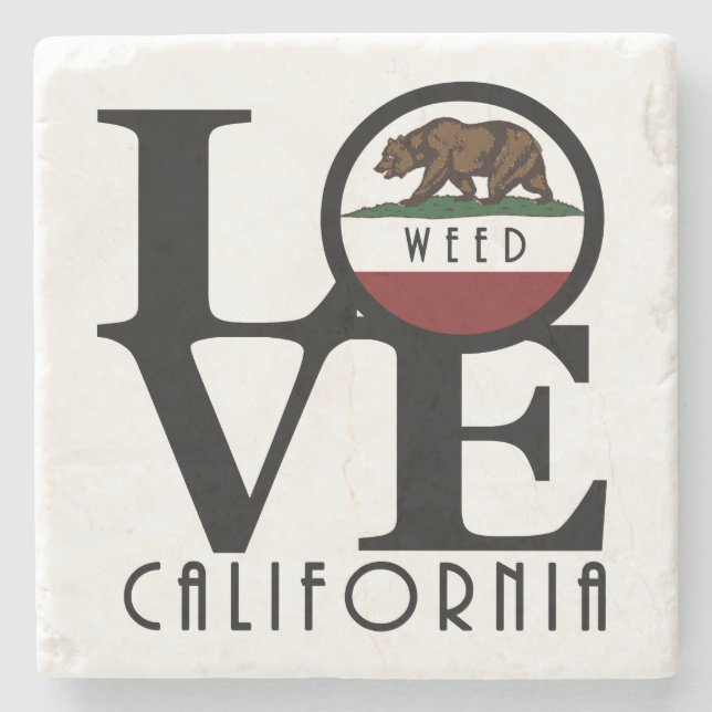 LOVE Weed California Stone Coaster (Front)