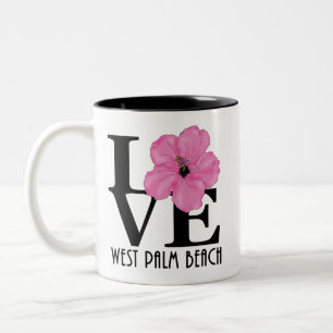LOVE West Palm Beach 11oz Pink Hibiscus Two-Tone Coffee Mug