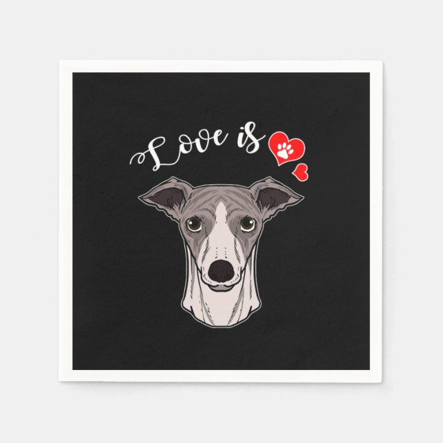 Love Whippet Dog Owner Paw Heart Gift Napkin (Front)