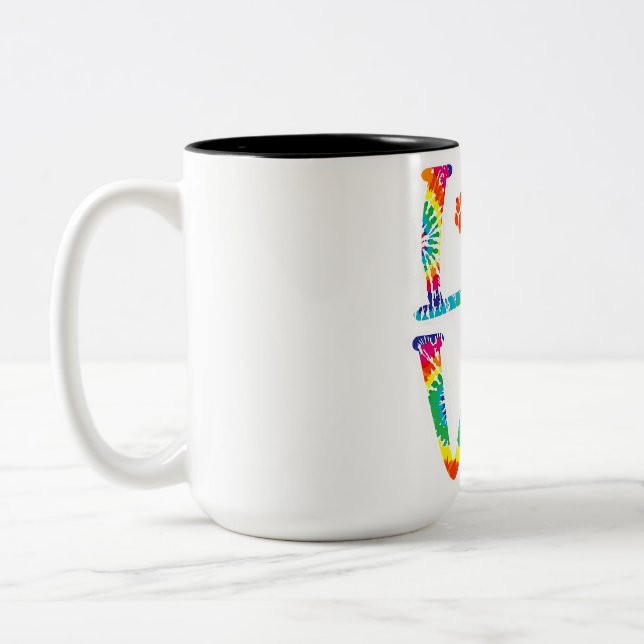 Love Whippet Tie Dye Rainbow | Dog Lover Two-Tone Coffee Mug (Left)