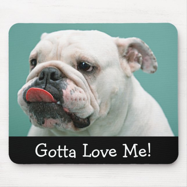 Love White English Bulldog Puppy Dog Mousepad (Front)