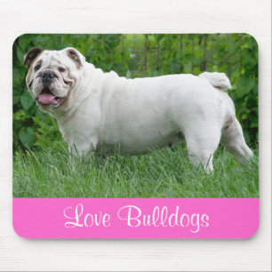 Love White English Bulldog Puppy Dog Mousepad