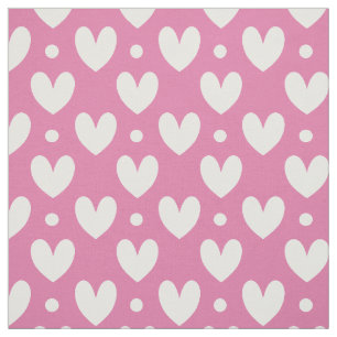 Love White Heart Polka Dots Pattern Pink Wenjr Fabric