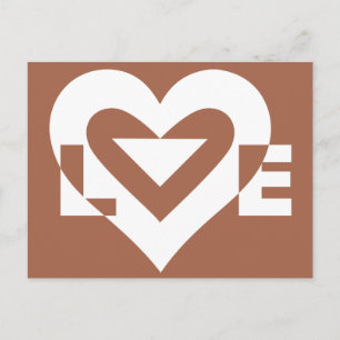 Love White on Brown Postcard
