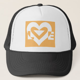 Love White on Orange Trucker Hat