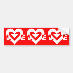 Love White on Red Bumper Sticker