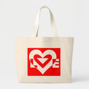 Love White on Red Large Tote Bag