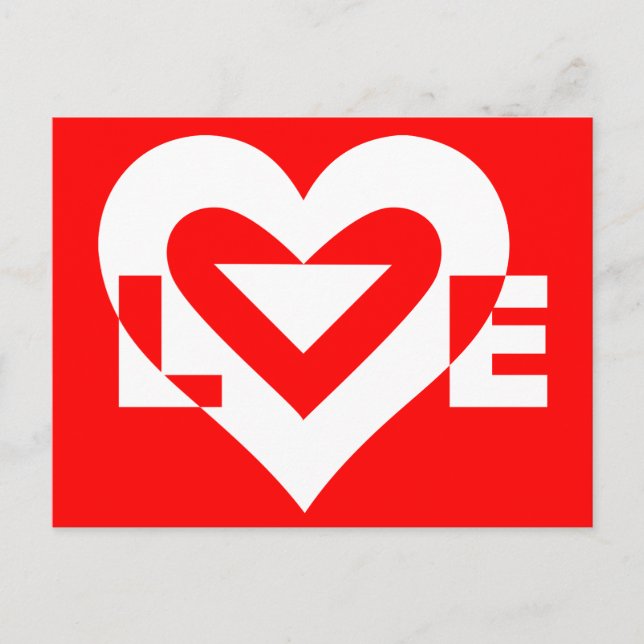 Love White on Red Postcard (Front)