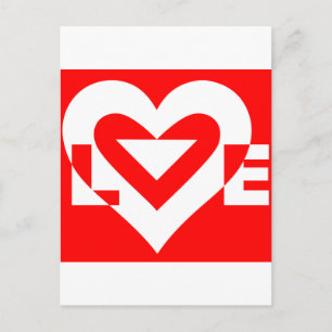 Love White on Red Postcard