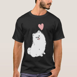 Love White Pomeranian Pink Heart T-Shirt