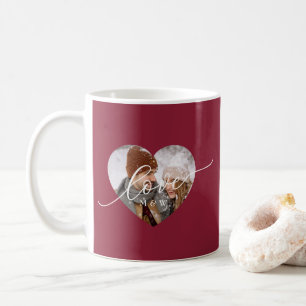 Love White Script Heart Photo Red Coffee Mug