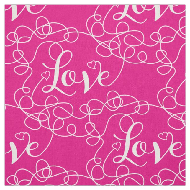 LOVE white seamless pattern with LINES Fabric (Swatch)