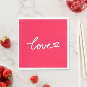 Love white text on pink napkin