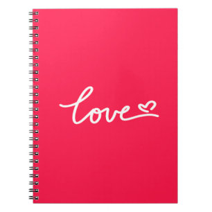 Love white text on pink  notebook