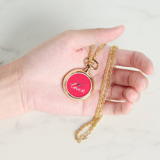 Love white text on pink  watch (Hand)