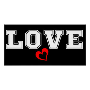 Love White Typography And Simple Red Heart Poster