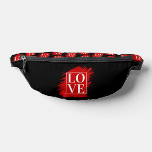 LOVE WHITE TYPOGRAPHY RED ART BUM BAGS