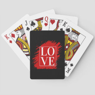 LOVE WHITE TYPOGRAPHY RED ART PLAYING CARDS