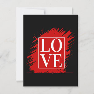 LOVE WHITE TYPOGRAPHY RED ART POSTCARD