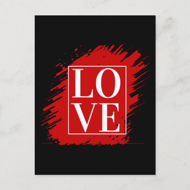 LOVE WHITE TYPOGRAPHY RED ART POSTCARD (Front)