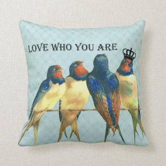Love Who You Are crowned bird pillow