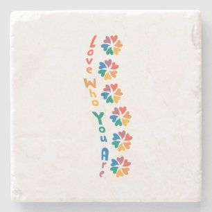 Love Who You Are – Rainbow Lettering Stone Coaster