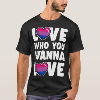 Love Who You Wanna Love Bisexual Pride Flag Heart  T-Shirt