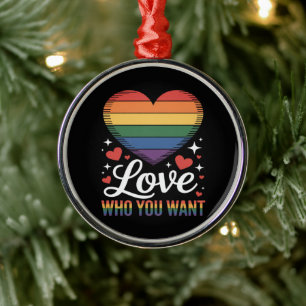 Love Who You Want Gay Pride LGBT Metal Tree Decoration
