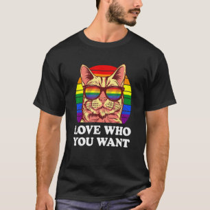 Love Who You Want Purride Cat Rainbow Lgbtq Pride  T-Shirt