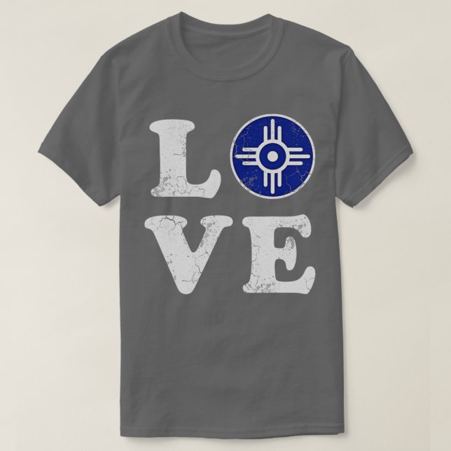 Love Wichita Kansas Flag Home  T-Shirt (Design Front)