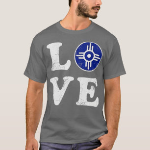 Love Wichita Kansas Flag Home T-Shirt