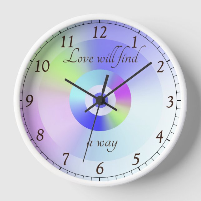 Love Will Find A Way - Good Vibes Fractal Art  Clock (Front)