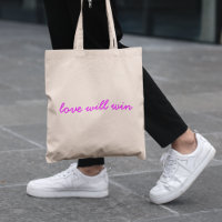 Love Will Win | Neon Pink Modern Minimalist Slogan