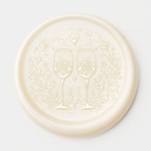 Love Wine Glasses Wax Seal Stickers