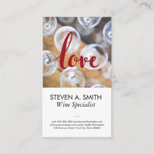 Love Wine Glasses Wood Winery Business Card