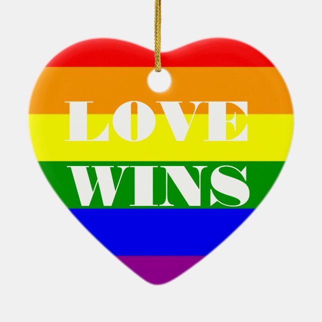 Love Wins and First Christmas Ceramic Tree Decoration (Back)