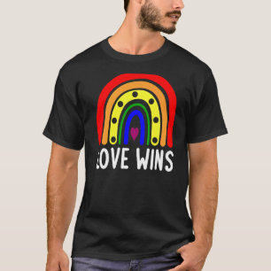 Love Wins Boho Rainbow Peace Sign Pride Lesbian Ga T-Shirt