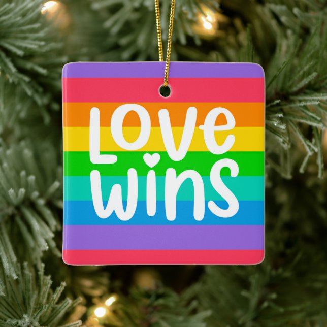 Love Wins Ceramic Ornament (Tree)