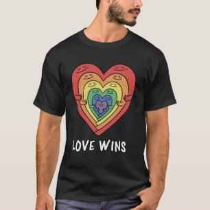 Love Wins Cute Rainbow Heart LGBTQ Diversity T-Shirt