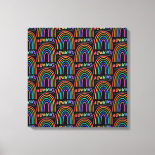 Love Wins Fun Rainbow Text Canvas Print