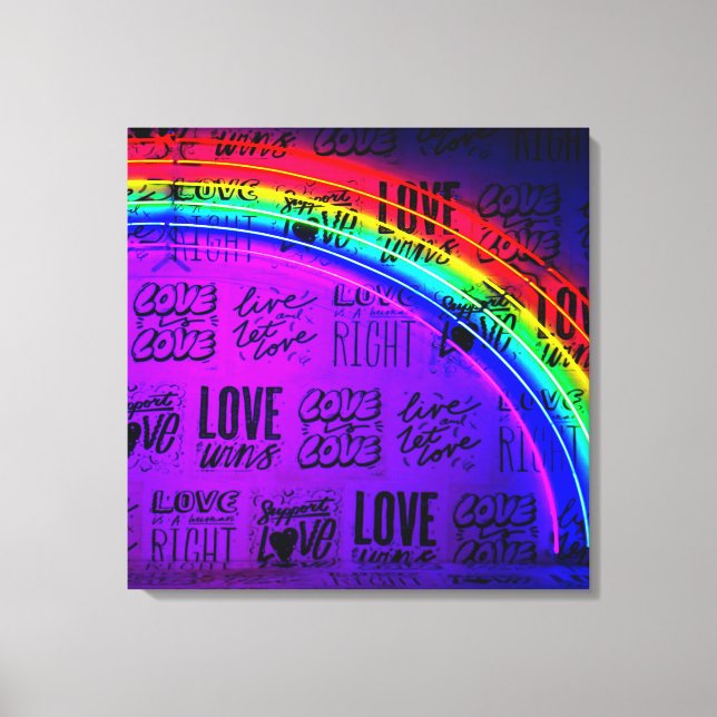Love Wins Gay Pride LBGQT Rainbow Canvas Print (Front)
