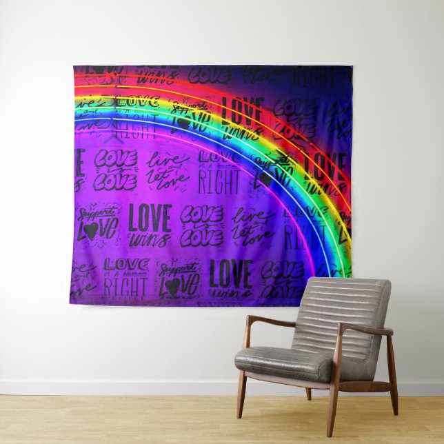 Love Wins Gay Pride LBGQT Rainbow Tapestry (In Situ (Horizontal))