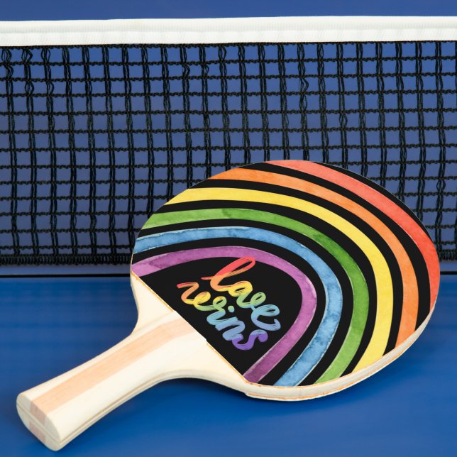 Love Wins Gay Pride Rainbow Ping Pong Paddle (Insitu)