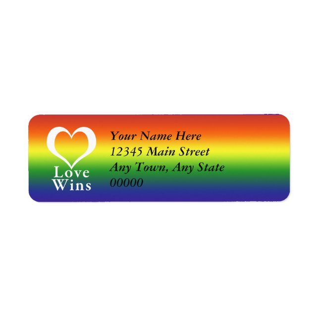 Love Wins Heart Rainbow return address (Front)