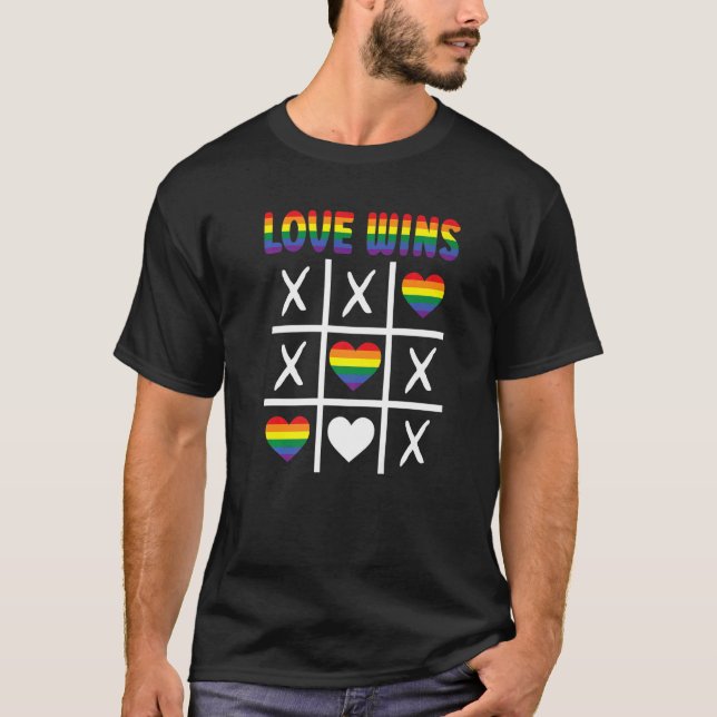 Love Wins Lgbtq Ally Tic Tac Toe Pride Month Rainb T-Shirt (Front)